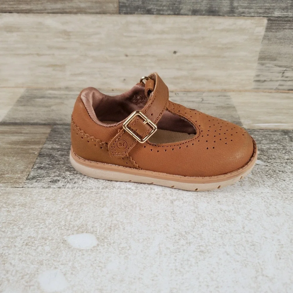 Stride Rite Lacey 2.0 Toddler Shoes Sz 4.5 W Brown Leather Hook-and-Loop Strap